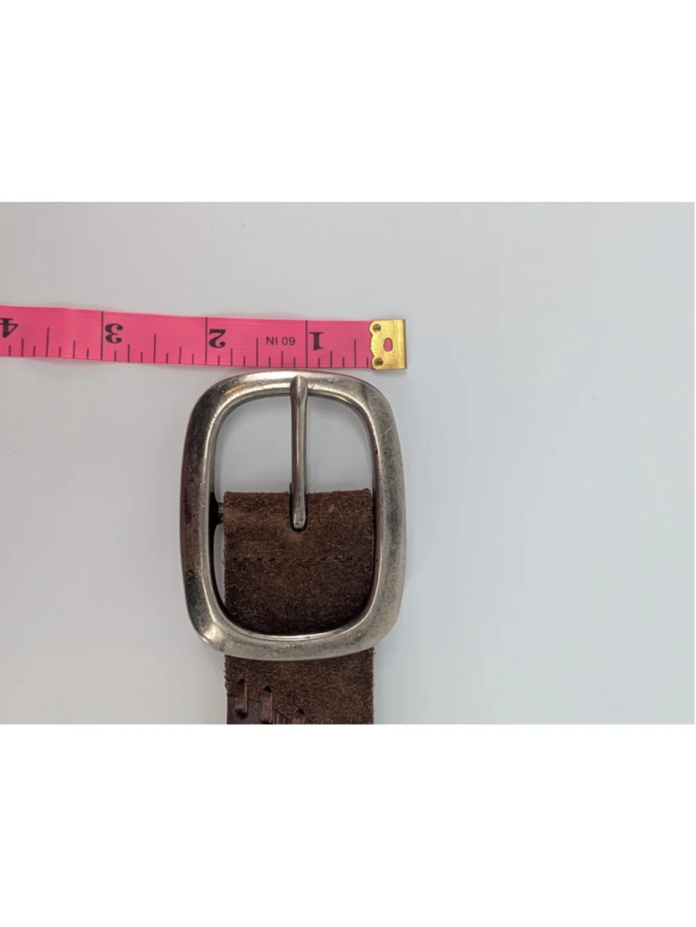 Fossil Leather Patchwork Belt M Brown Tooled Leopard Whipstitch Boho Western